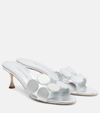 Pantoletten Haribalmu 50 aus Metallic-Leder | Manolo Blahnik
