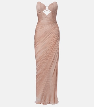 Ananda pleated silk muslin bustier gown | Maria Lucia Hohan