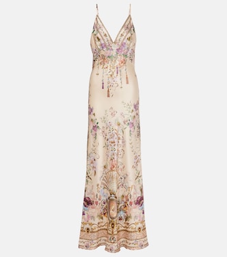 Embellished floral silk slip dress | Camilla