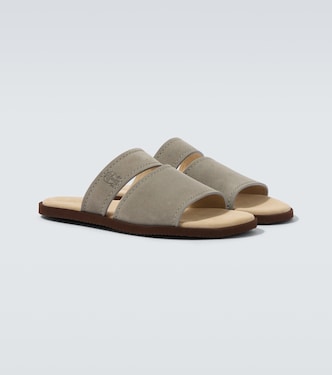 Logo suede sandals | Brunello Cucinelli