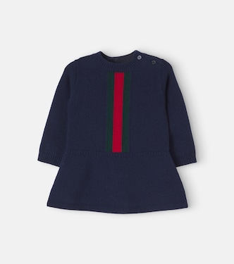 Baby Web Stripe virgin wool dress | Gucci Kids