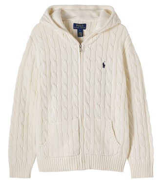 Cable-knit cotton zip-up hoodie | Polo Ralph Lauren Kids