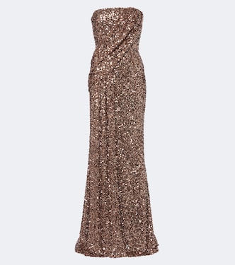 Sequined strapless bustier gown | Elie Saab