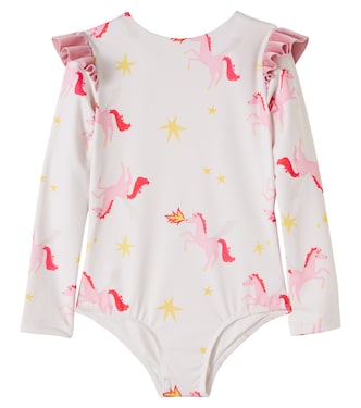 Wings printed ruffled rashguard swimsuit | Pepita&Me