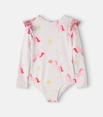 Wings printed ruffled rashguard swimsuit | Pepita&Me