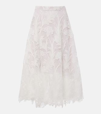 Floral guipure lace midi skirt | Oscar de la Renta