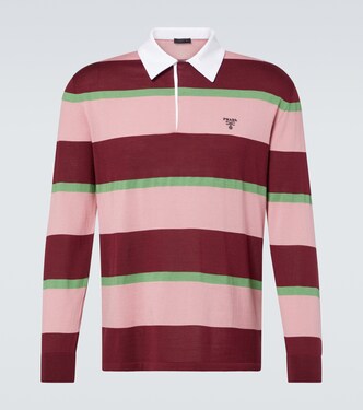 Striped silk and cotton polo shirt | Prada