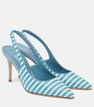 Allurafia 90 striped slingback pumps | Manolo Blahnik