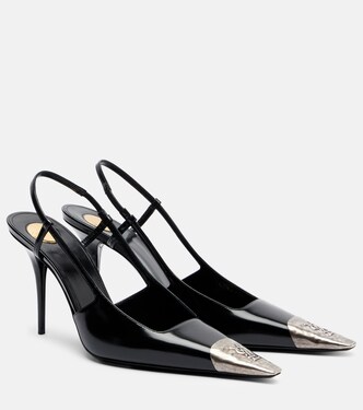 Jeanne 90 leather slingback pumps | Saint Laurent