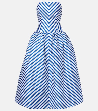 Striped taffeta bustier dress | Self-Portrait