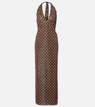 Lumière polka-dot halterneck maxi dress | Oséree