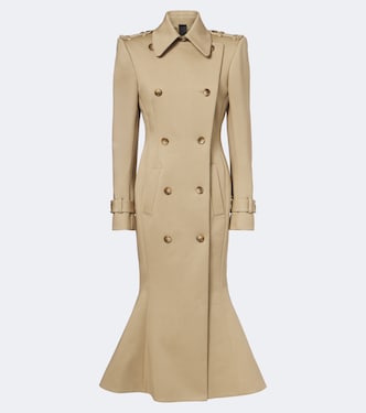 Peplum cotton-blend trench coat  | Mugler