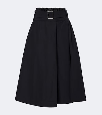 Falda midi en mezcla de algodón con cinturón | Loewe
