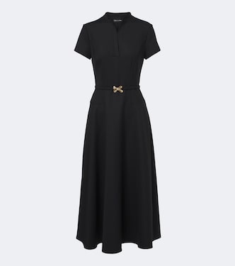 Abito midi in misto lana con cintura | Oscar de la Renta