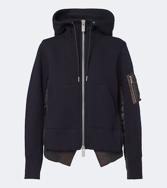 Paneled cotton-blend zip-up hoodie | Sacai