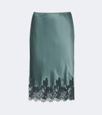 Elowette lace-trimmed silk satin midi skirt | Dôen