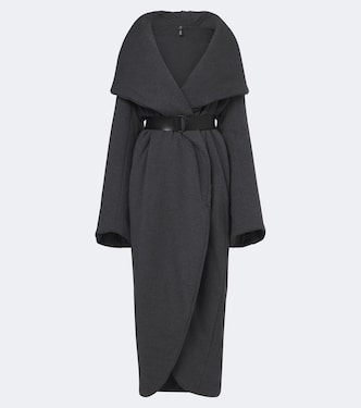 Belted padded oversized cotton-blend coat | Norma Kamali