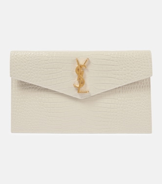 Uptown croc-effect leather clutch | Saint Laurent