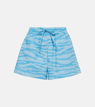 Zebra-print cotton shorts | Ganni