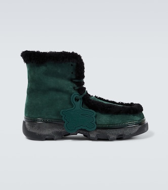 Shearling-trimmed suede ankle boots | Burberry