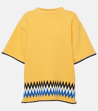 Jacquard-trimmed cotton jersey T-shirt | Jil Sander