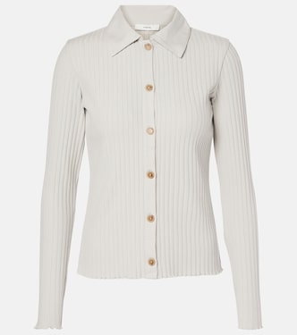 Ribbed-knit cotton-blend polo pullover | Vince