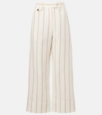 Monili striped linen and cotton chinos | Brunello Cucinelli