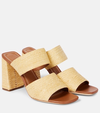 Skylar raffia and leather mules | Staud