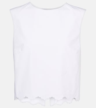 Scalloped cotton poplin crop top | Patou