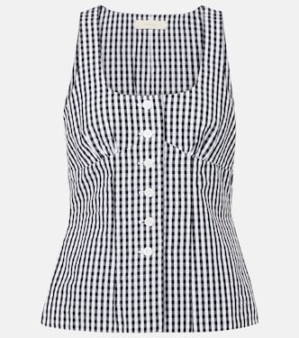 Gingham cotton poplin top | Faithfull