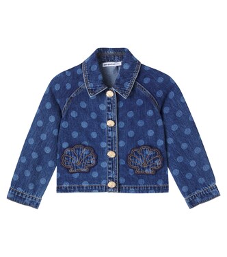 Polka-dot patch-appliqué denim jacket | Self-Portrait Kids