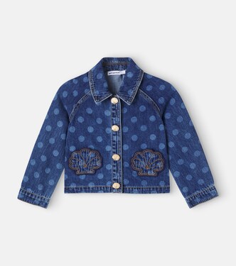 Polka-dot patch-appliqué denim jacket | Self-Portrait Kids