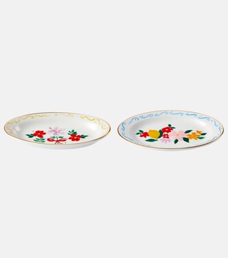 Set of 2 floral porcelain trays | Bitossi