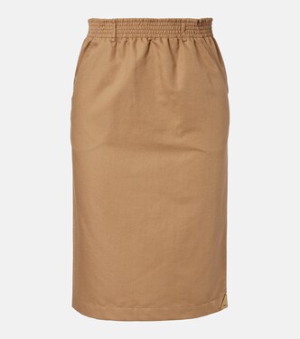 Cotton and linen gabardine pencil skirt | Chloé