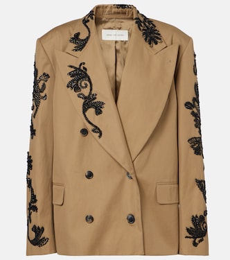 Embellished cotton double-breasted blazer | Dries Van Noten