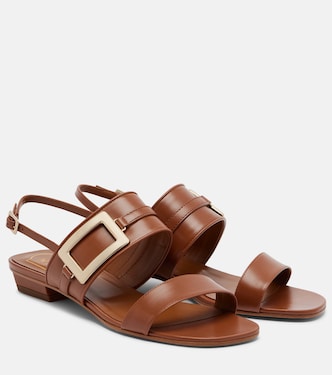 Metal Buckle leather slingback sandals | Roger Vivier