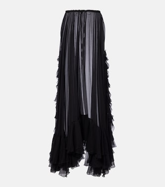 Ruffled sheer silk maxi skirt | Chloé