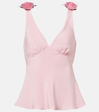 Floral-appliqué silk crêpe top | Rodarte