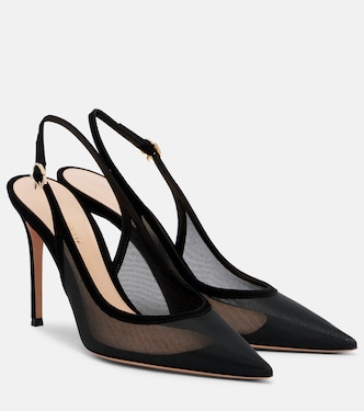 Suede-trimmed slingback pumps | Gianvito Rossi