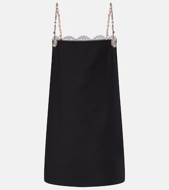 Crepe Couture embellished lace-trimmed minidress | Valentino