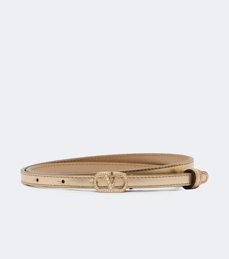 VLogo embellished metallic leather belt | Valentino Garavani