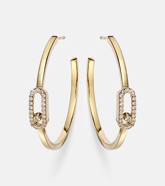 Orecchini a cerchio Move Uno in oro 18kt con diamanti | Messika