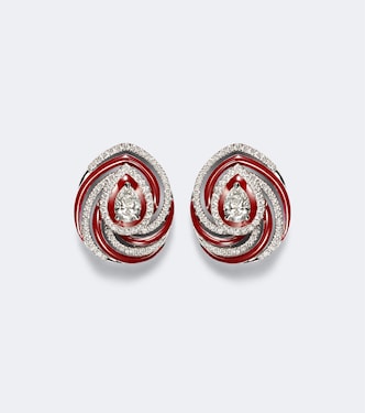 Twister 18kt white gold and enamel earrings with diamonds | Kamyen