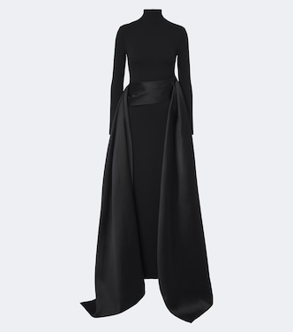 Olivia satin-trimmed crêpe gown | Solace London