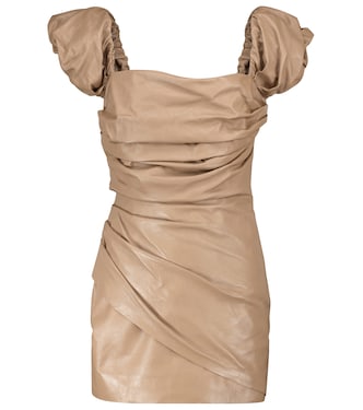 Vestido corto de piel hombros descubiertos | Zeynep Arçay