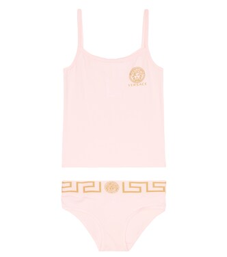 Greca Border jersey tank top and briefs set | Versace Kids