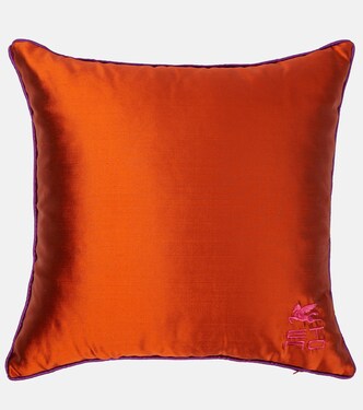 Pegaso embroidered silk cushion | Etro