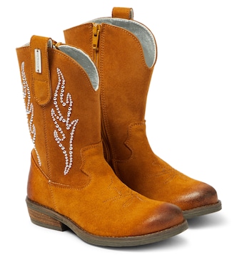 Studded suede cowboy boots | Monnalisa