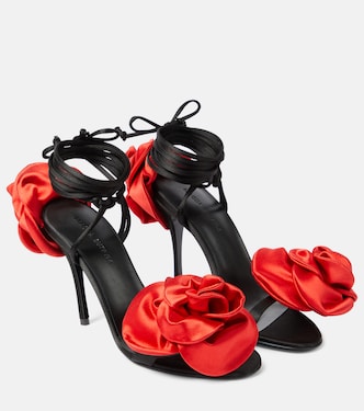 Floral-appliqué satin slingback sandals  | Magda Butrym