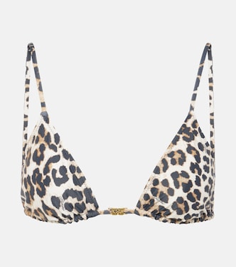 Leopard-print triangle bikini top | Ganni